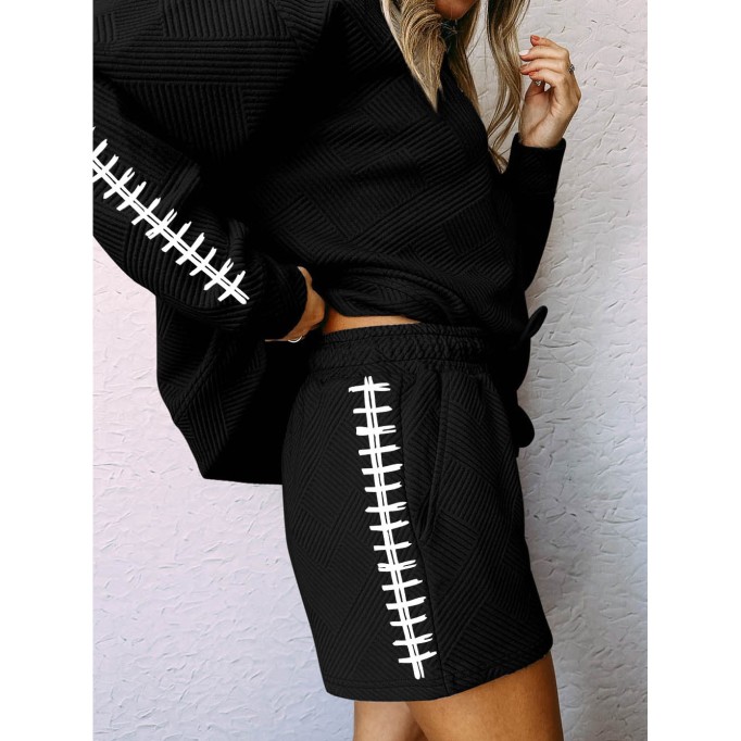 American football heart-shaped decorative straight casual sports shorts set