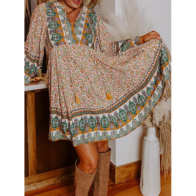 floral print long sleeve dress