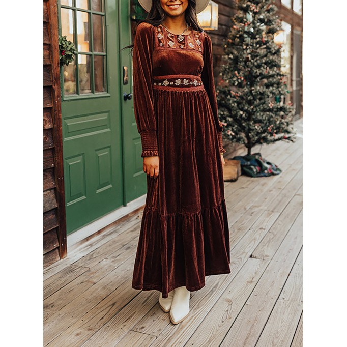 AUTUMN EMBROIDERED MAXI