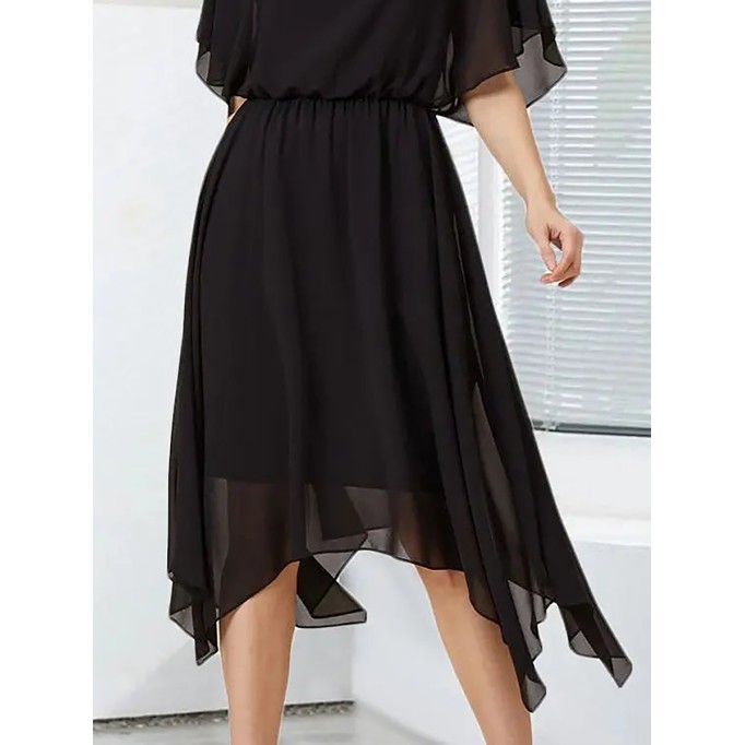 Black chiffon simple elegant dress