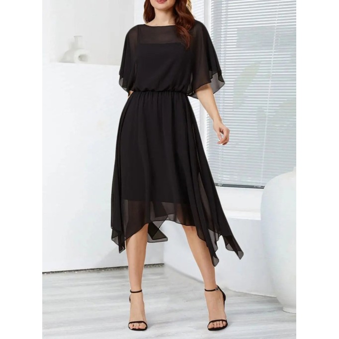 Black chiffon simple elegant dress