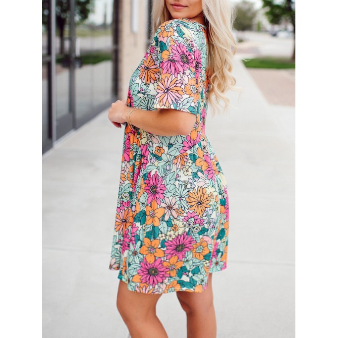 Blooming Flower Pattern Dress