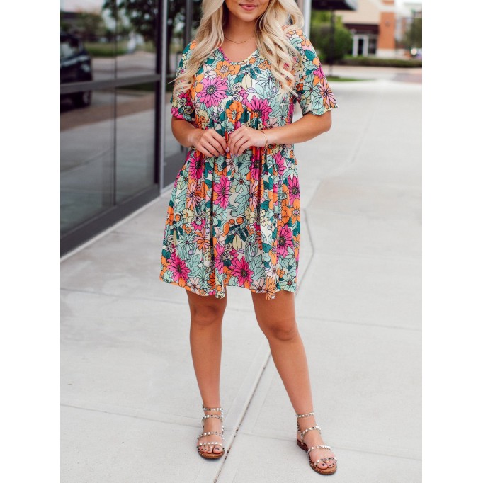 Blooming Flower Pattern Dress