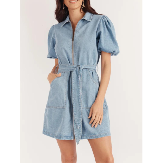 Blue casual zippered dress