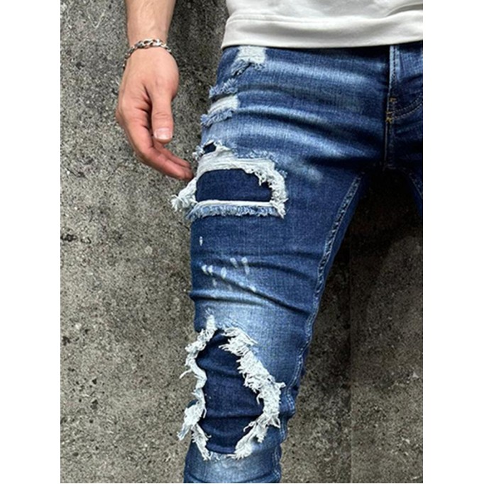 Blue skinny distressed jeans