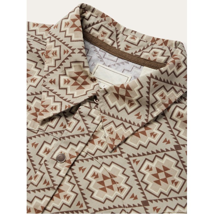 Brown Aztec Poplin Western Shirt