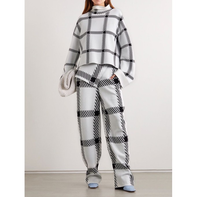 Casual irregular plaid two-piece set