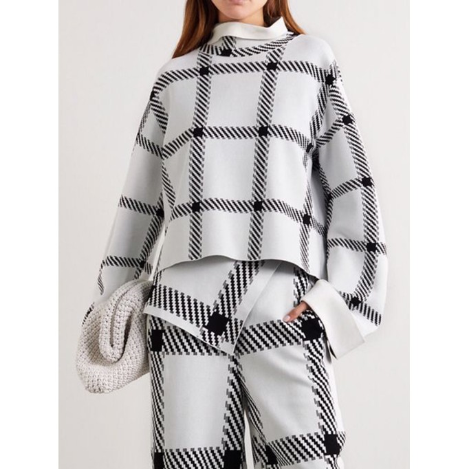 Casual irregular plaid two-piece set