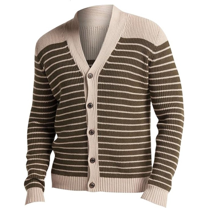 Casual Stripe Knit Cardigan