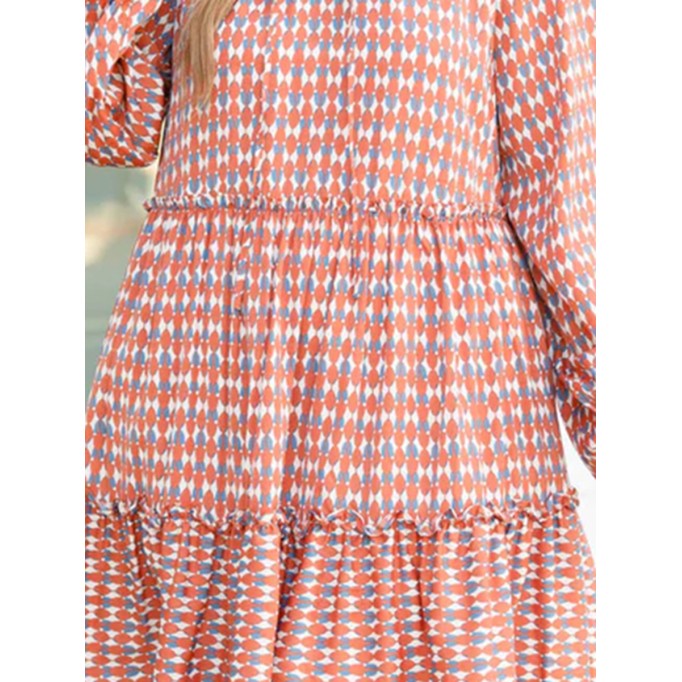 Contrast geometric printed loose fitting dress