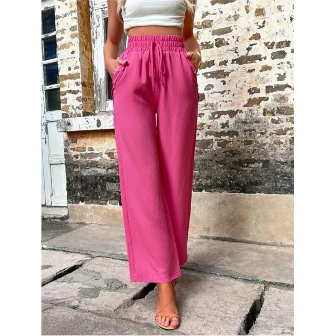 Elastic high waisted loose trousers