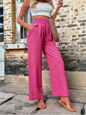 Elastic high waisted loose trousers