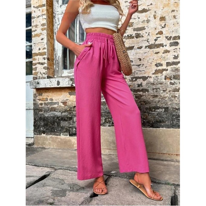 Elastic high waisted loose trousers