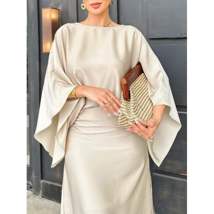 Elegant ladies Batsleeve top half skirt suit