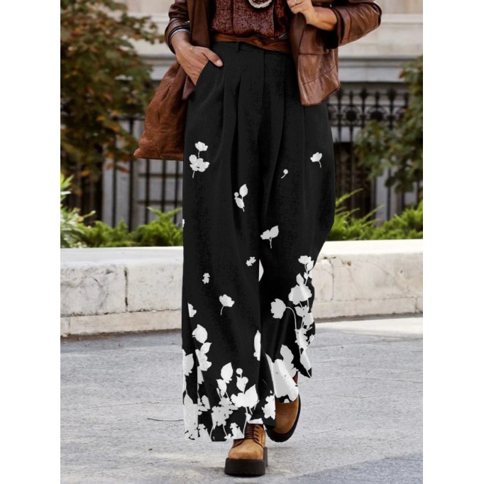 Elegant printed wide-leg pants