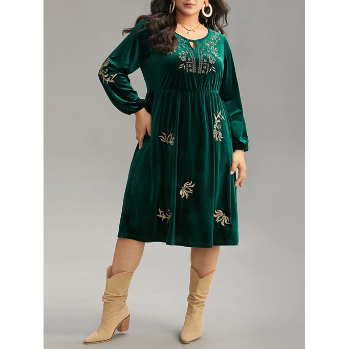 Elegant senior velvet embroidered dress