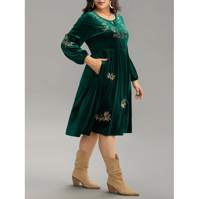 Elegant senior velvet embroidered dress