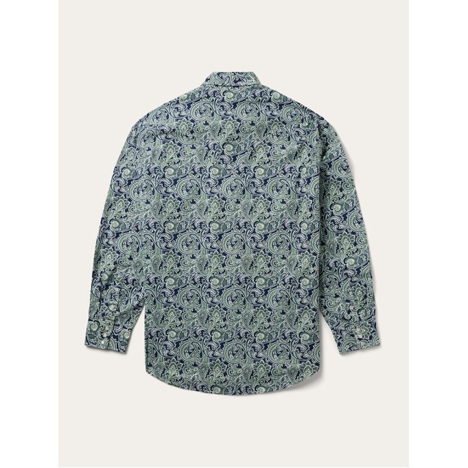 Men's Printed Western Green Shirt