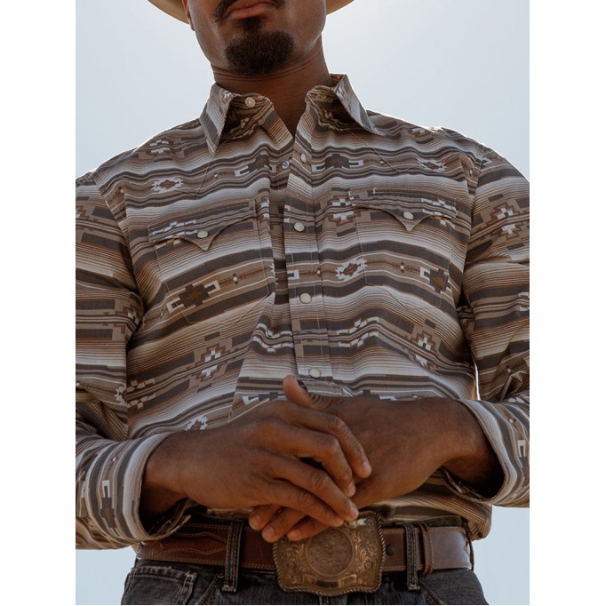 Men's Horizontal Aztec Print Western Shirt