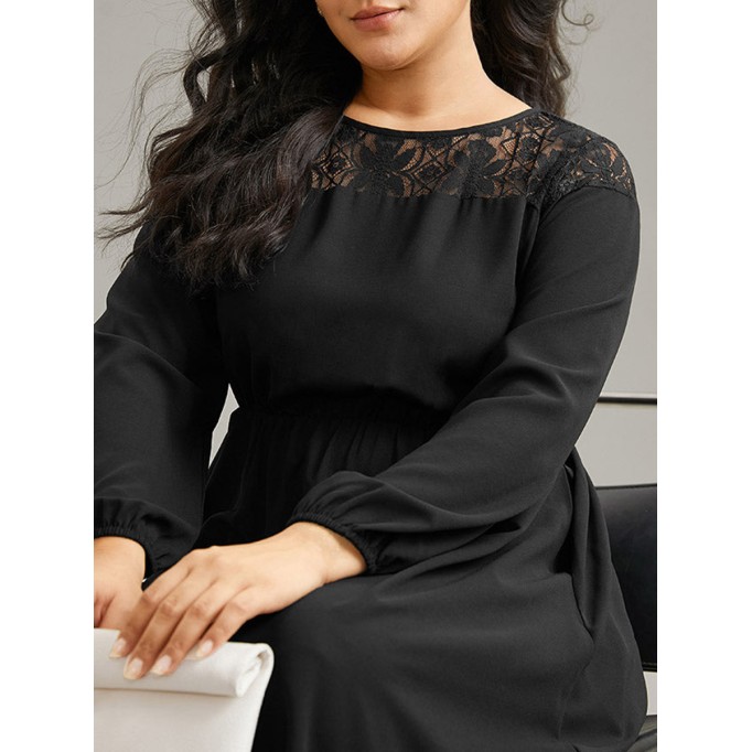 Lace patchwork plus-size women's dress