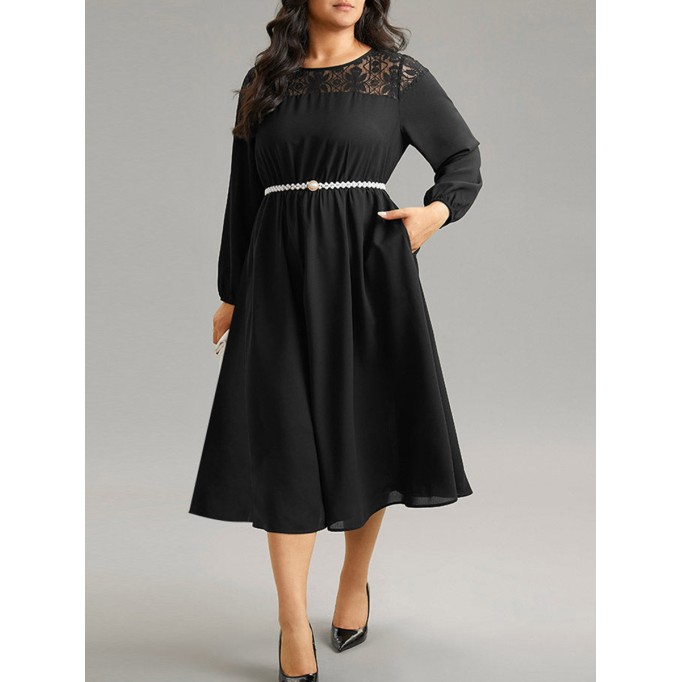 Lace patchwork plus-size women's dress