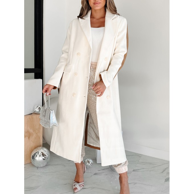 Long sleeve lapel color matching coat