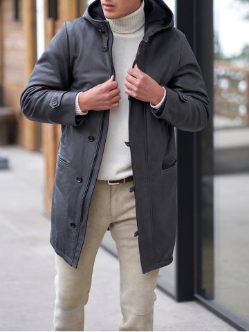 Men's Casual Oversized Coat Leather Jacket