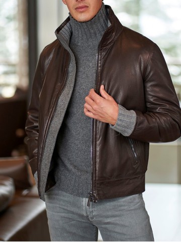 Men's Casual Oversized Coat Leather Jacket