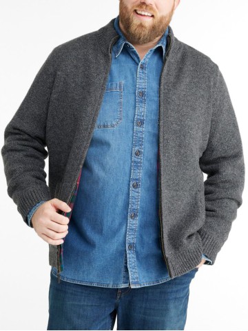 Men's Classic Full Zip Shredded Wool Sweater