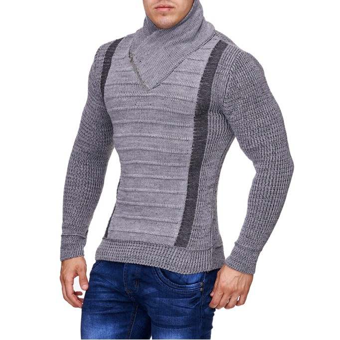 Men's Fashion 2-line Small High Neck Zipper Coat