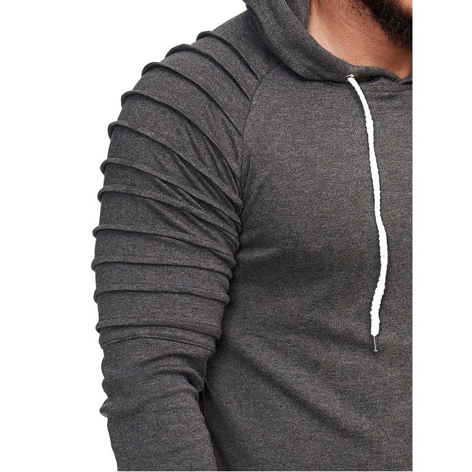 Men's gray ribbed hoodie