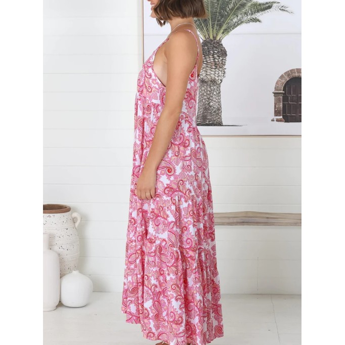 Pink halter loose dress long skirt