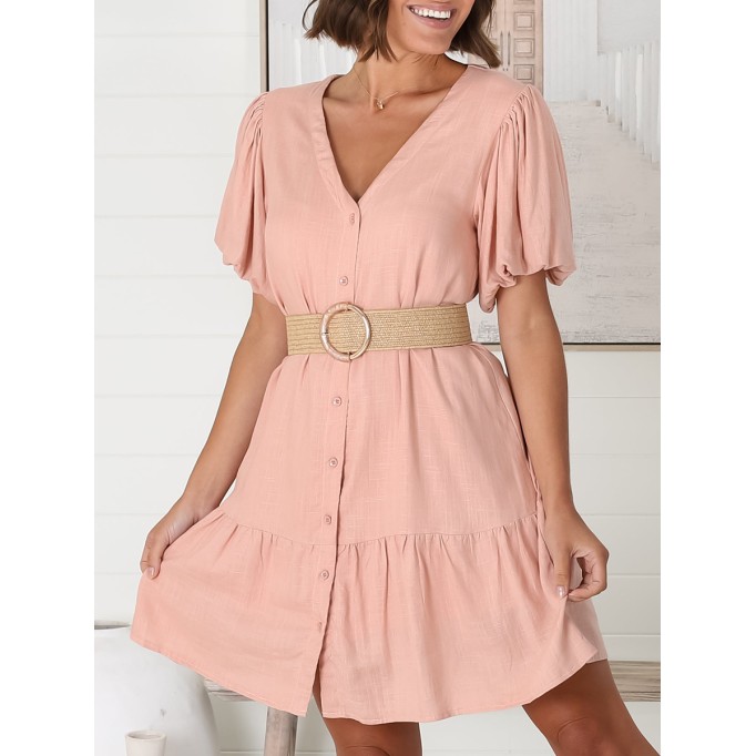 Pink V-neck dress