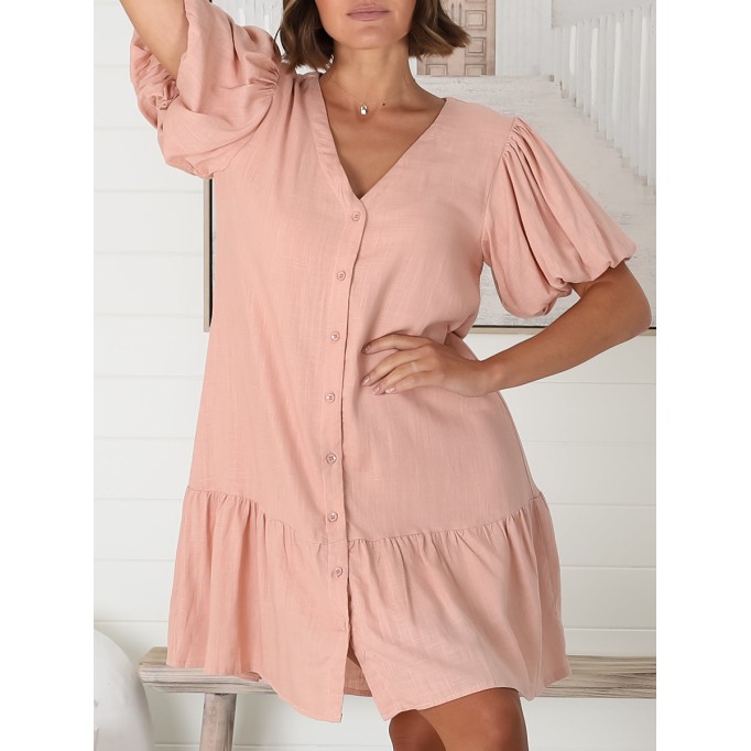 Pink V-neck dress