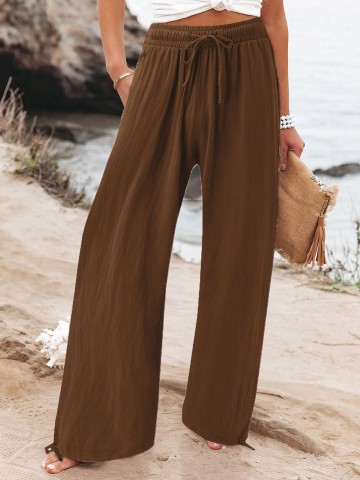 Pleated thin comfortable wide-leg trousers