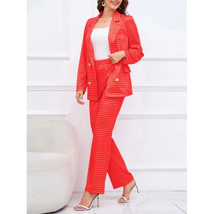 Qianniao grid double breasted suit jacket straight leg suit suit