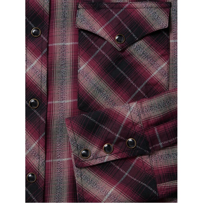 Red Marl Plaid Western Shirt