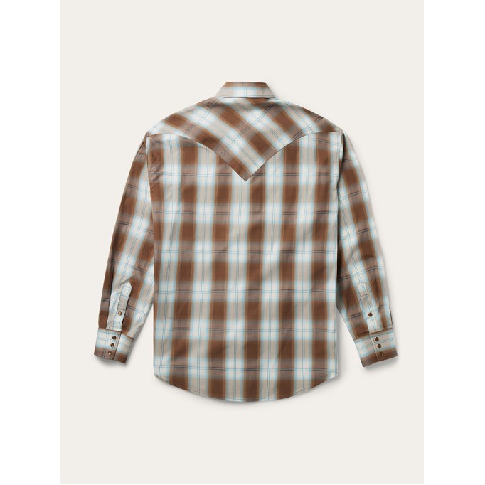 Men's Sand Ombre Plaid Western Shirt