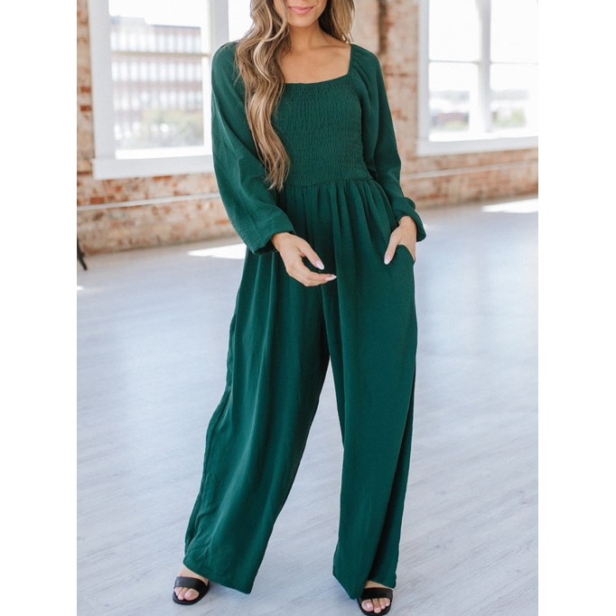 Smocked Wide Leg Jumpsuit