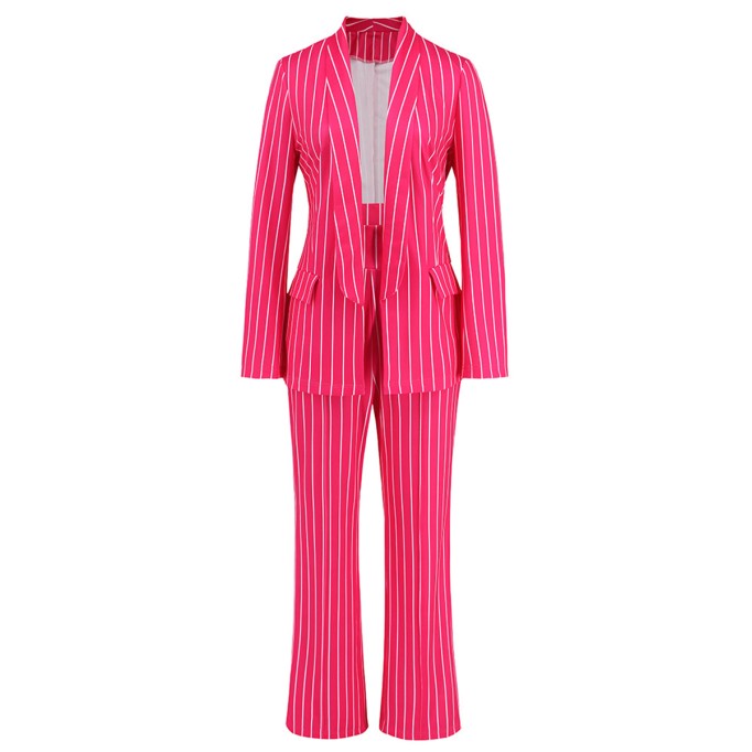 Striped suit jacket straight pants set