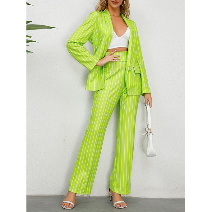 Striped suit jacket straight pants set