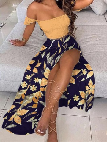 Summer sexy strapless, off-the-shoulder, half-skirt vacation set