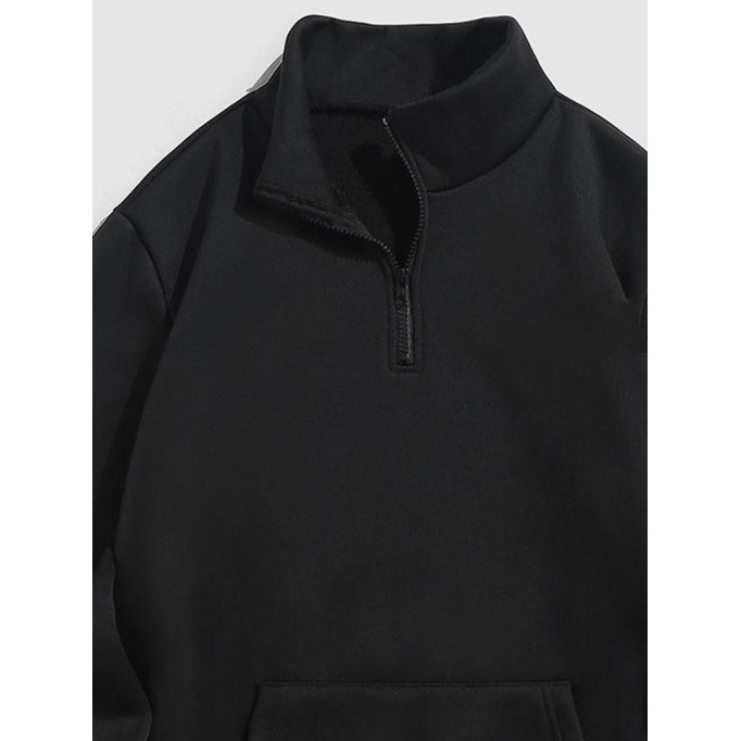 Thermal fleece-lined sweatshirt with graphic front pocket