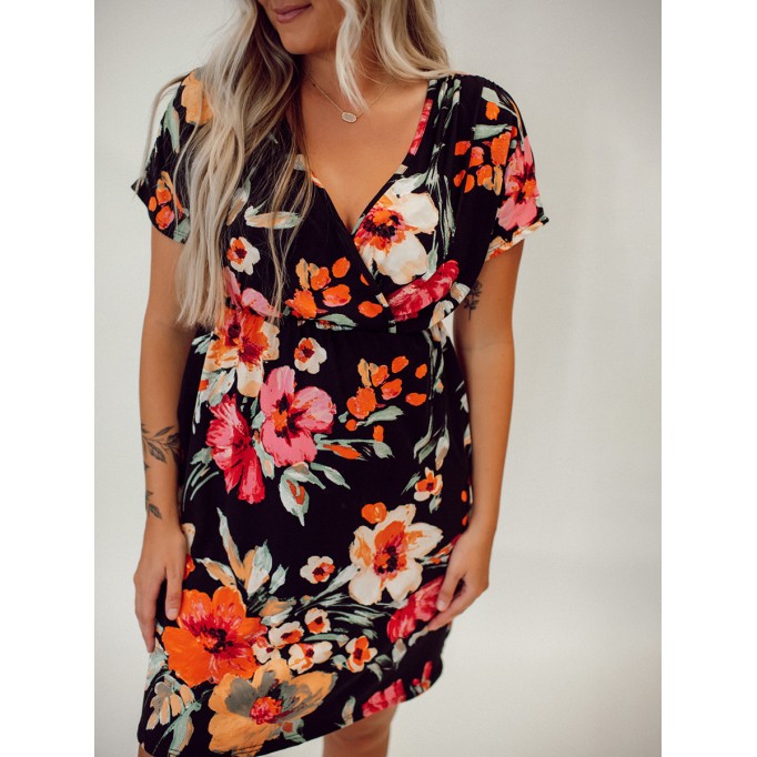 Tropical floral pattern dress