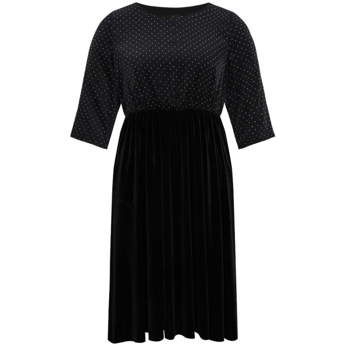 Velvet patchwork plus-size women's dress dress