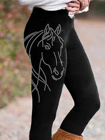 Western Horse Print Skinny Stretch Leggings