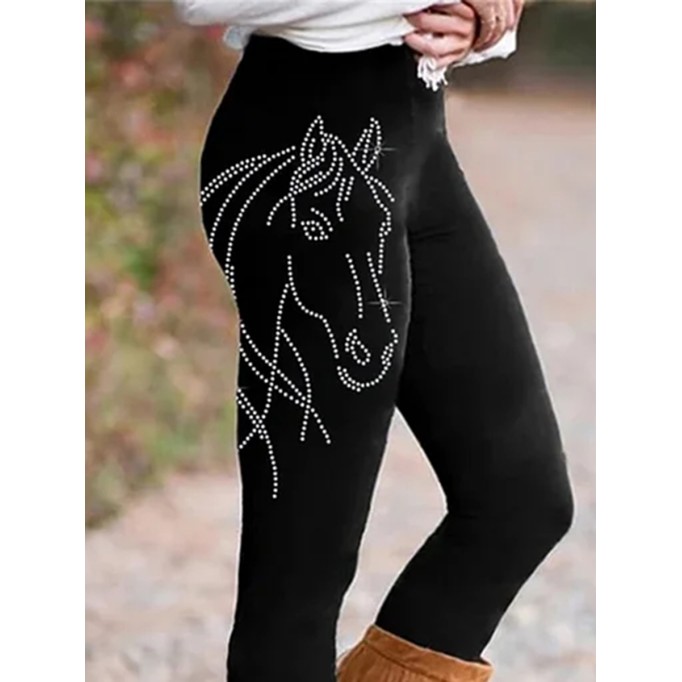 Western Horse Print Skinny Stretch Leggings