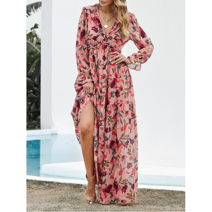 Wild Lotus Ruffle Tiered Maxi Dress