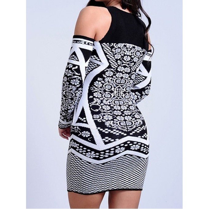 Women Casual Elegant Print Sweater Dress