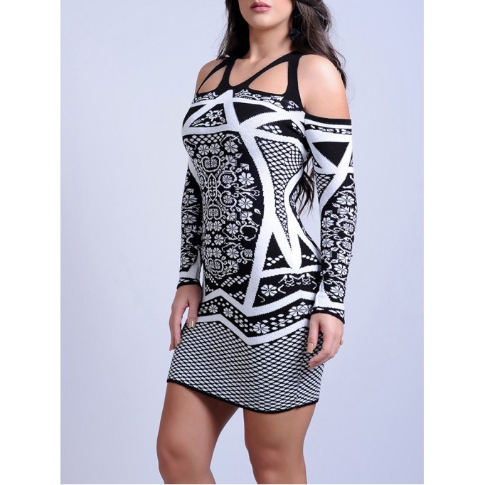 Women Casual Elegant Print Sweater Dress